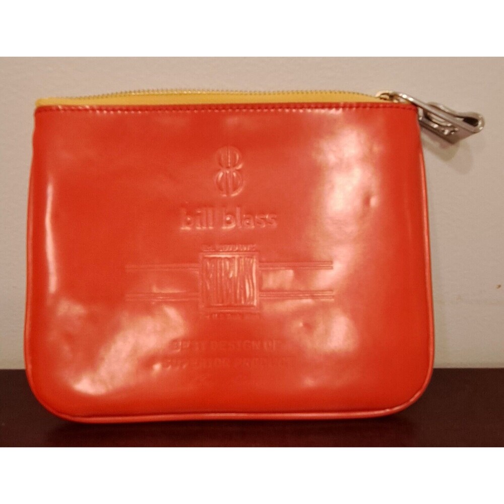 Bill Blass Orange‎ Glossy Cosmetic Makeup Bag Pouch Vintage Collectible